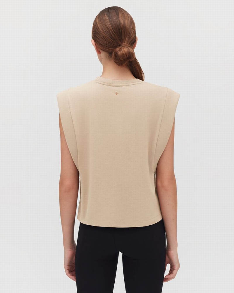Canotta Donna Cuyana Cropped Crema Bianche | EFQ1463VR