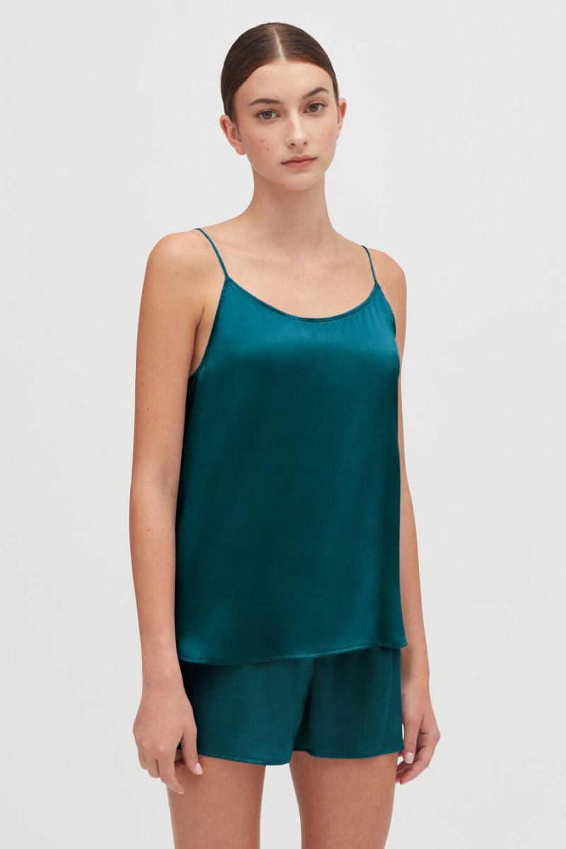 Canotta Donna Cuyana Washable Charmeuse Cross-Back Cami Blu | ZYD3228RY