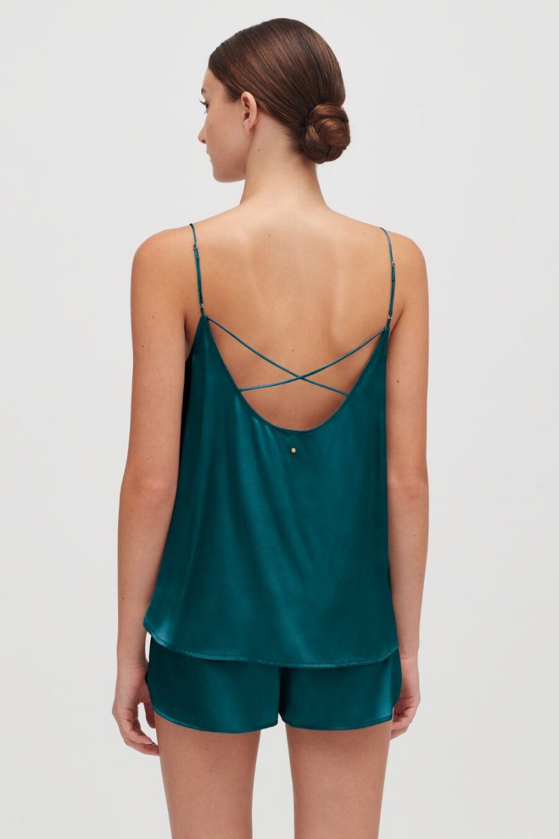 Canotta Donna Cuyana Washable Charmeuse Cross-Back Cami Blu | ZYD3228RY