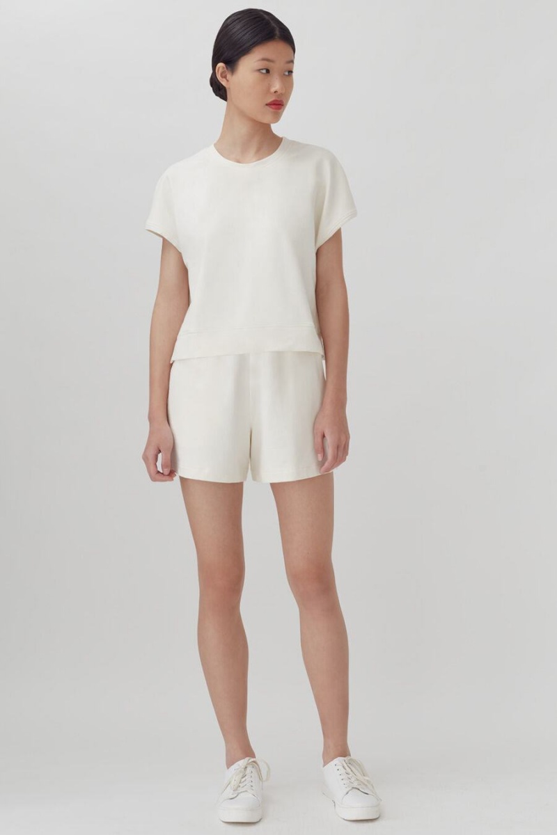 Felpe Donna Cuyana French Terry Corta Sleeve Bianche | ESF988FQ
