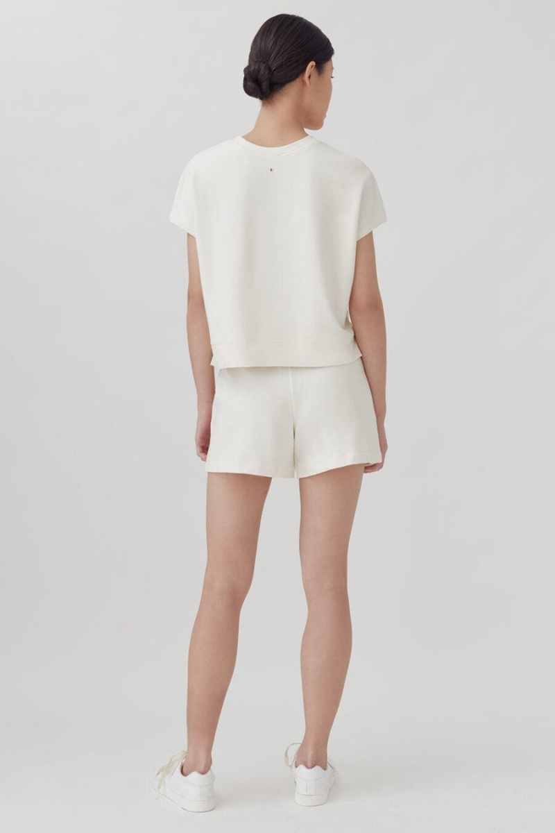 Felpe Donna Cuyana French Terry Corta Sleeve Bianche | ESF988FQ
