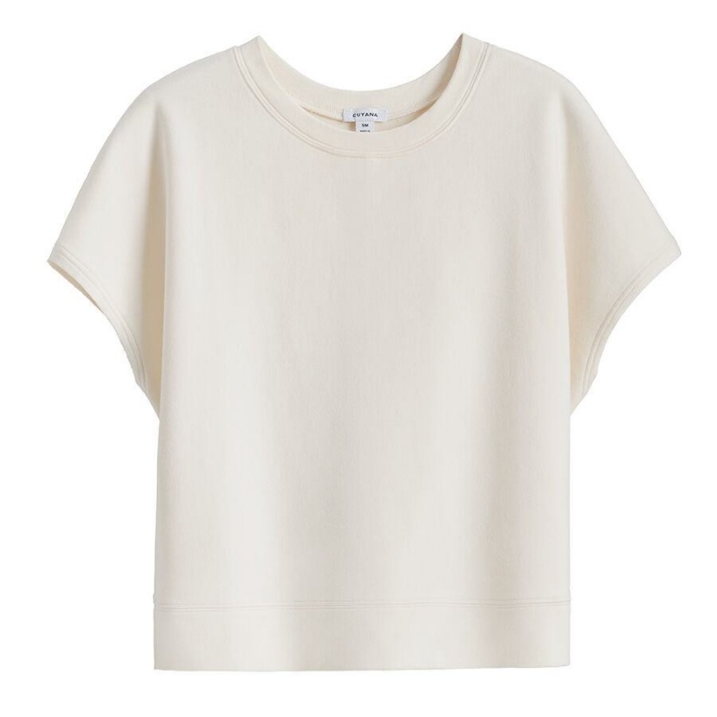 Felpe Donna Cuyana French Terry Corta Sleeve Bianche | ESF988FQ
