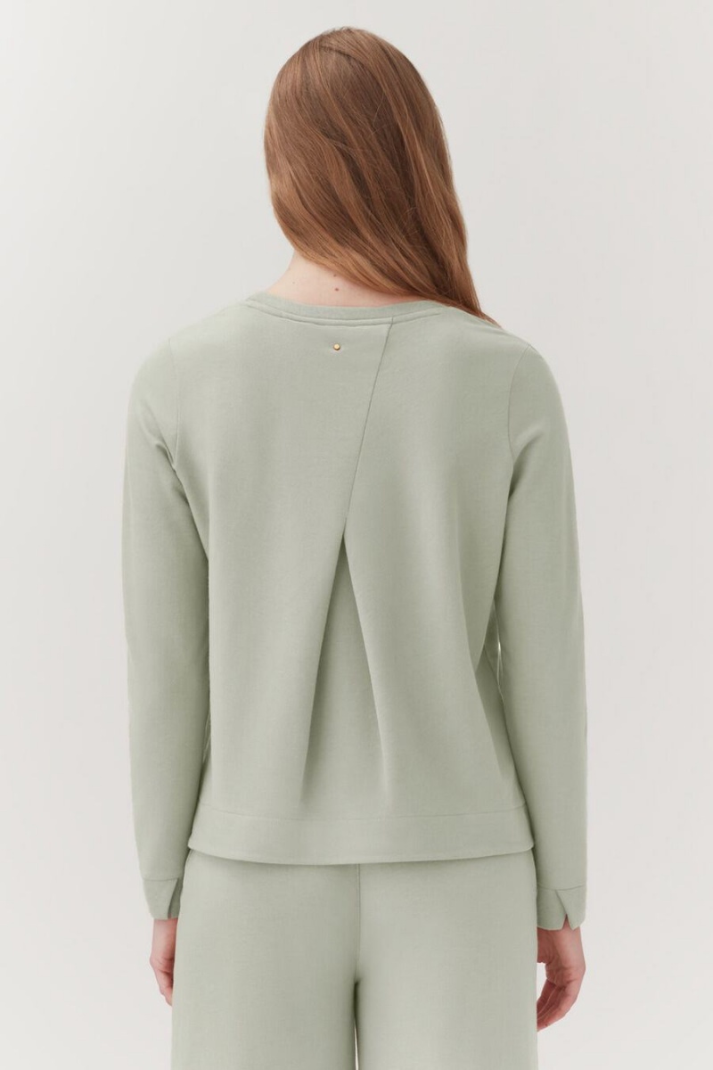 Felpe Donna Cuyana French Terry Pleat-Back Verdi | HXN7965GA