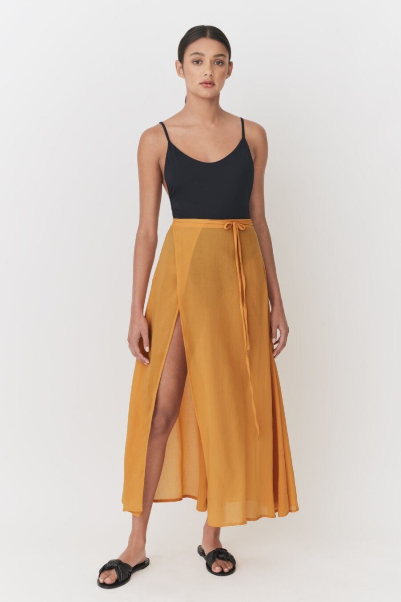 Gonne Donna Cuyana Wrap Maxi Cover Up Gialle | KKF4329LZ