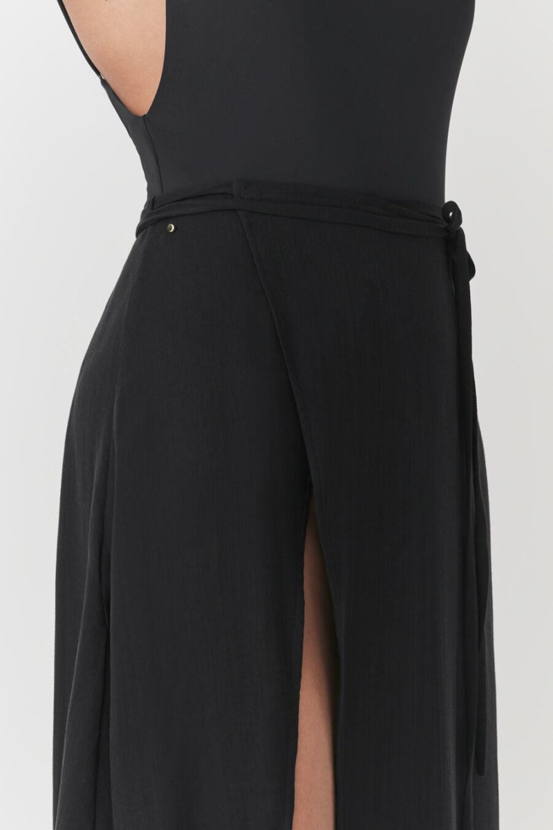 Gonne Donna Cuyana Wrap Maxi Cover Up Nere | JEU6366TY