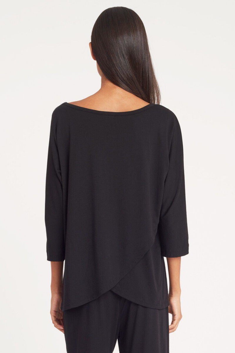 Magliette Donna Cuyana Organic Pima Drape-Back Nere | OPE127YW