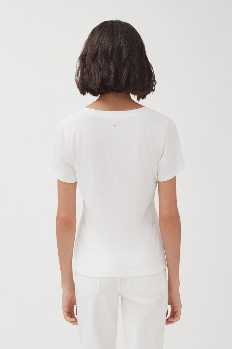 Magliette Donna Cuyana Pima Scoop Neck Tee Bianche | NQK7721FH