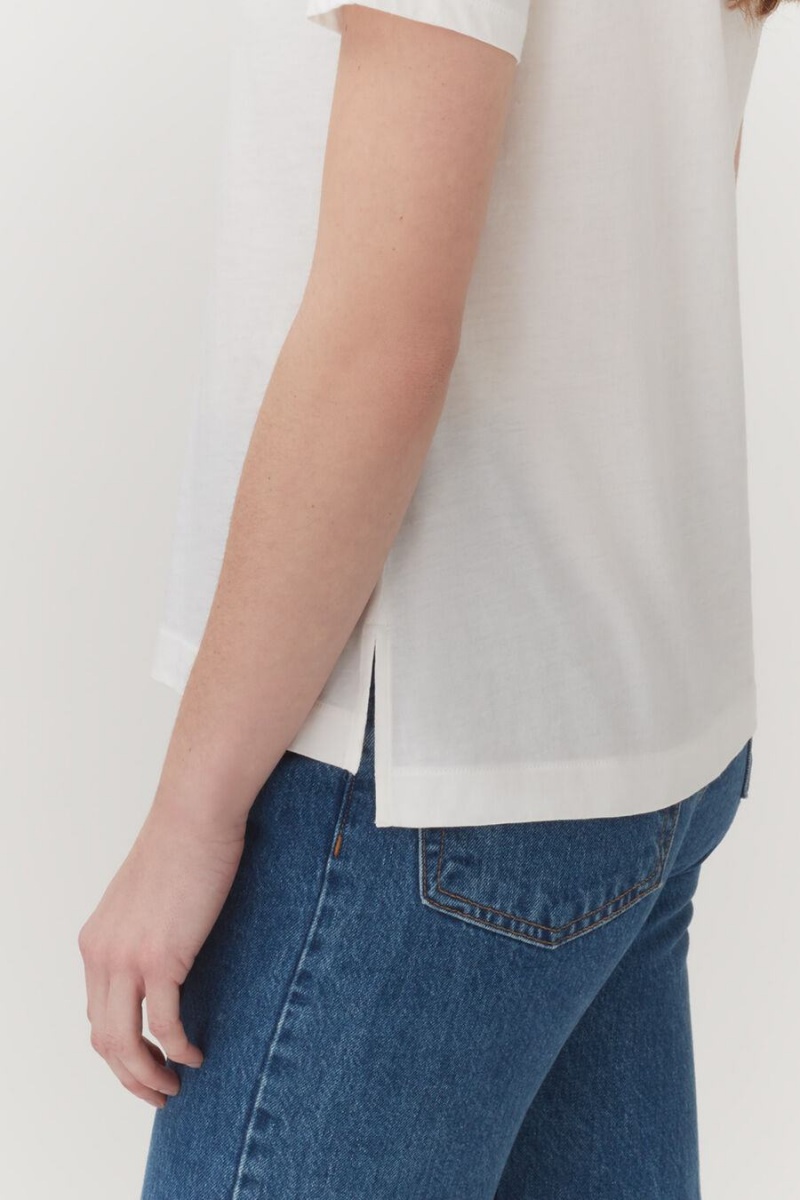 Magliette Donna Cuyana Pima Scoop Neck Tee Bianche | NQK7721FH