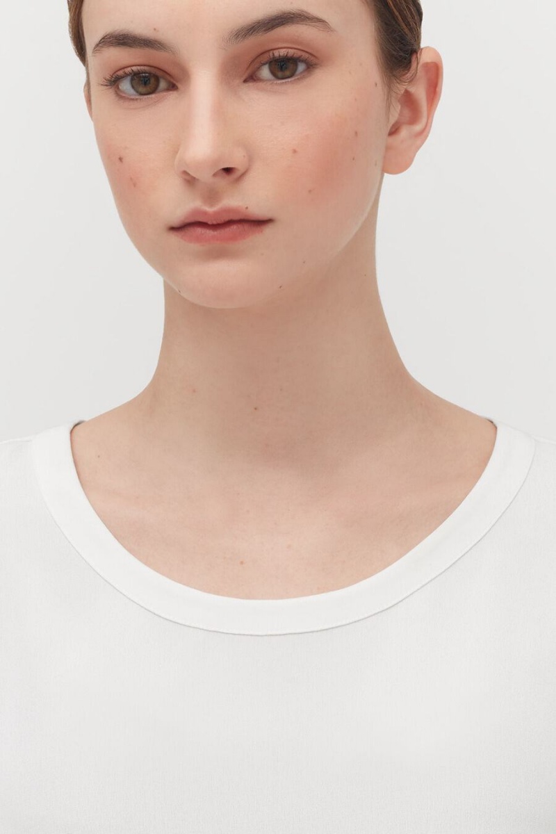 Magliette Donna Cuyana Silk High-Low Tee Bianche | WEJ3594ER