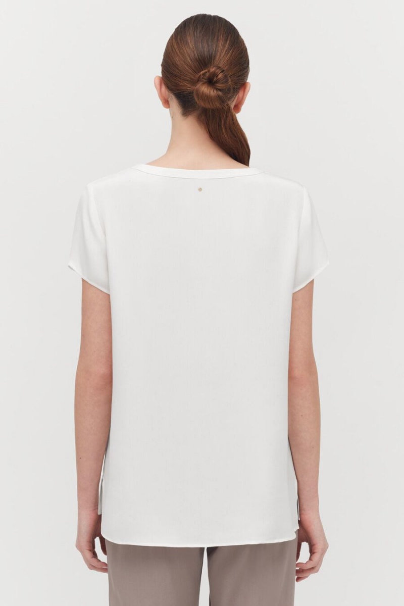 Magliette Donna Cuyana Silk High-Low Tee Bianche | WEJ3594ER