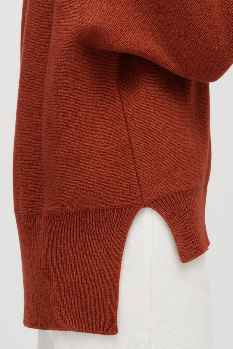 Maglioni Donna Cuyana Recycled Cashmere Split-Neck Arancioni Scuro | VTE2957YJ