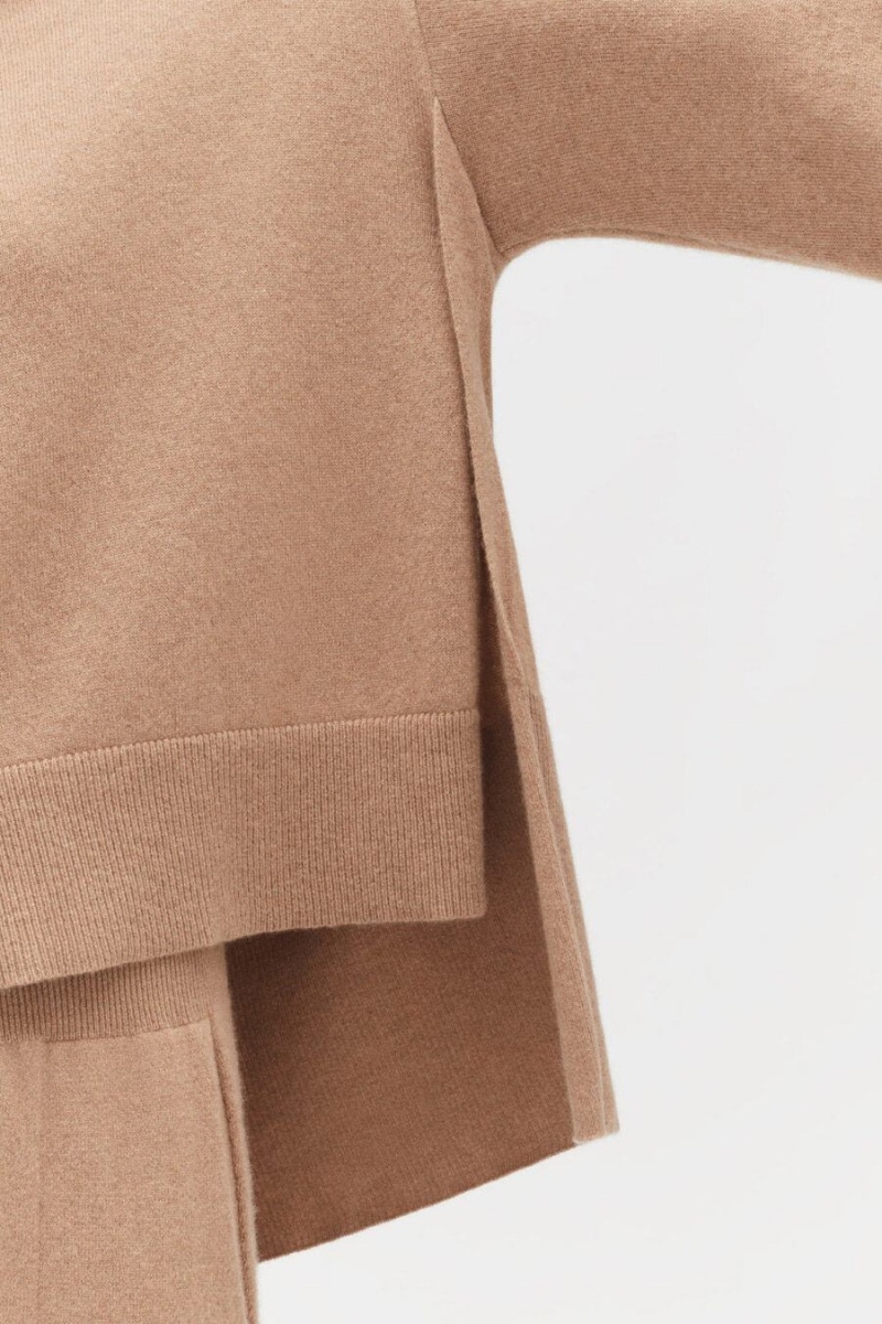 Maglioni Donna Cuyana Single-Origin Cashmere Open Side Marroni | VMD819HY