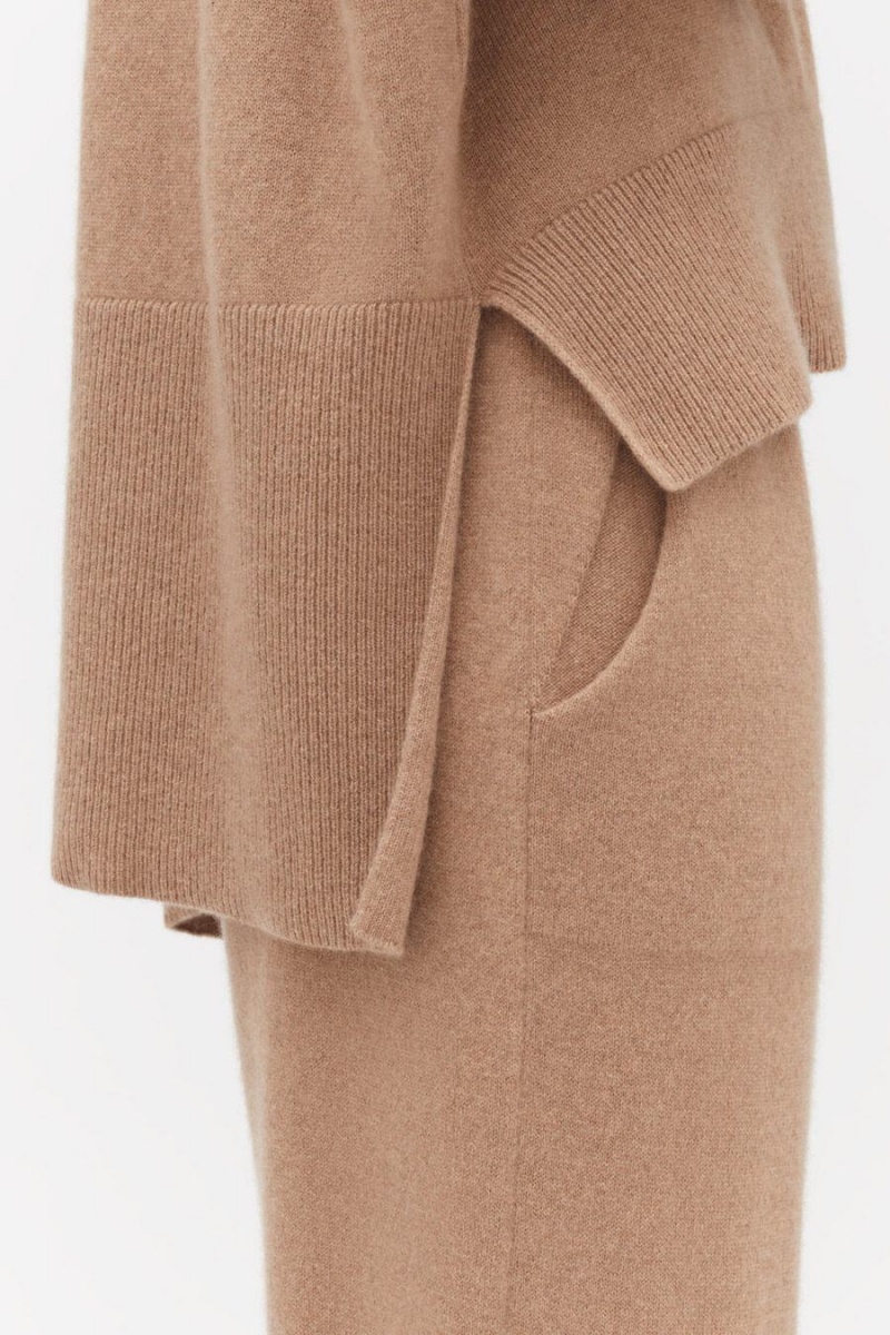 Maglioni Donna Cuyana Single-Origin Cashmere Open Side Marroni | VMD819HY