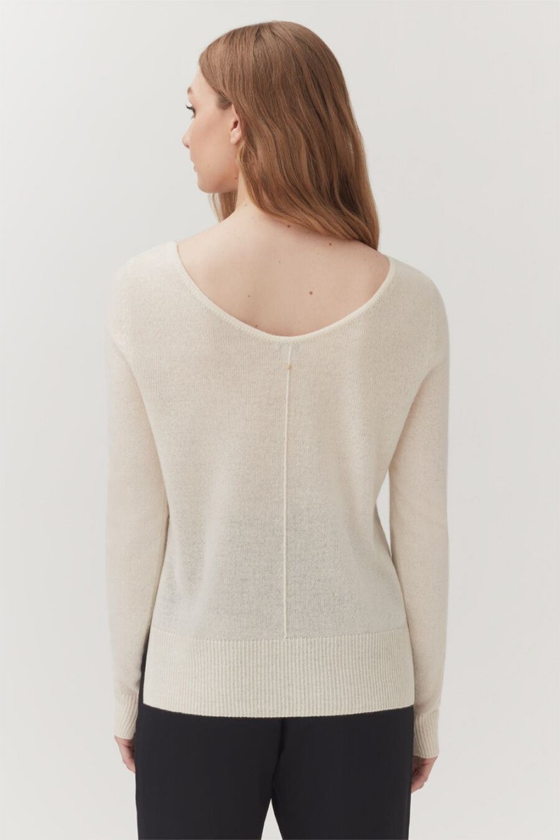 Maglioni Donna Cuyana Single-Origin Cashmere Scoop Neck Bianche | QKP198GJ