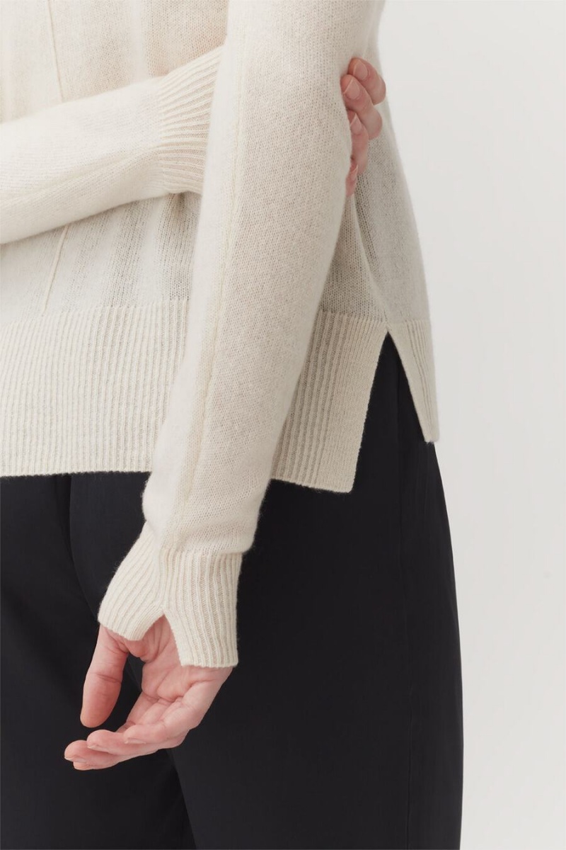 Maglioni Donna Cuyana Single-Origin Cashmere Scoop Neck Bianche | QKP198GJ