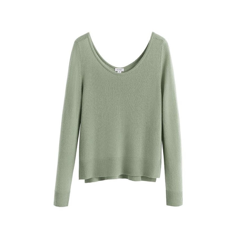 Maglioni Donna Cuyana Single-Origin Cashmere Scoop Neck Verdi | OTC9752CC