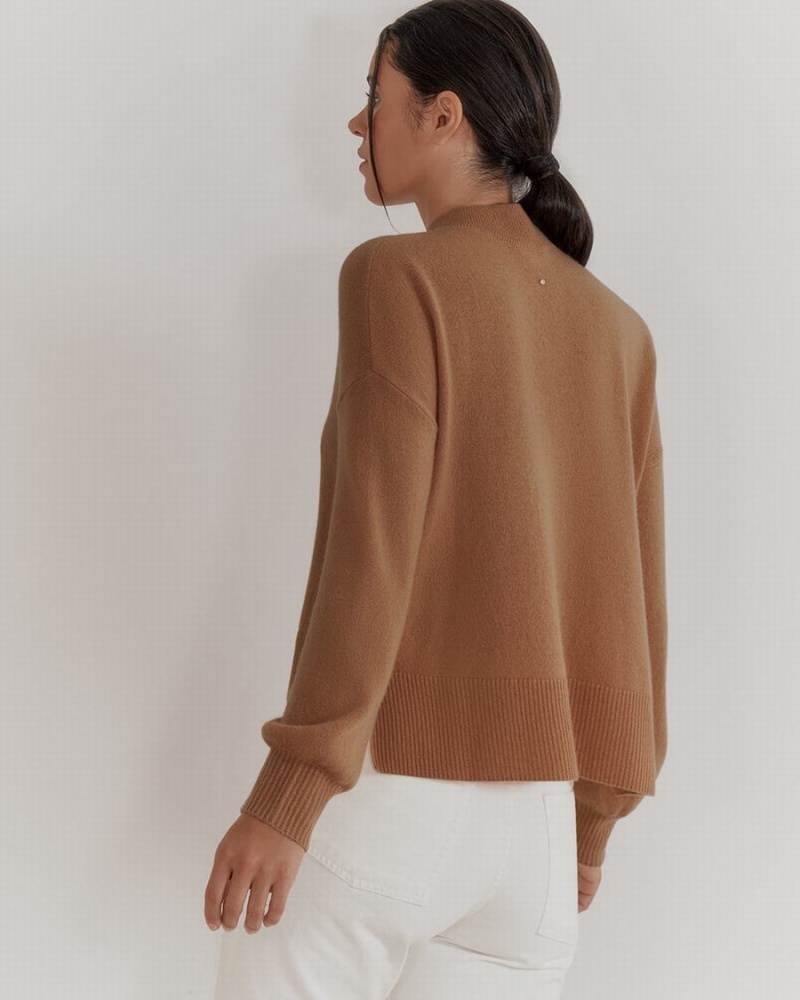 Maglioni Donna Cuyana Single Origin Cashmere Cropped Marroni | SHL6514DQ