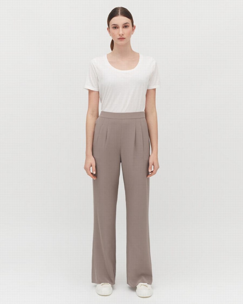 Pantaloni Donna Cuyana Silk Larghe-Leg Marroni Chiaro | TLR6472ZX