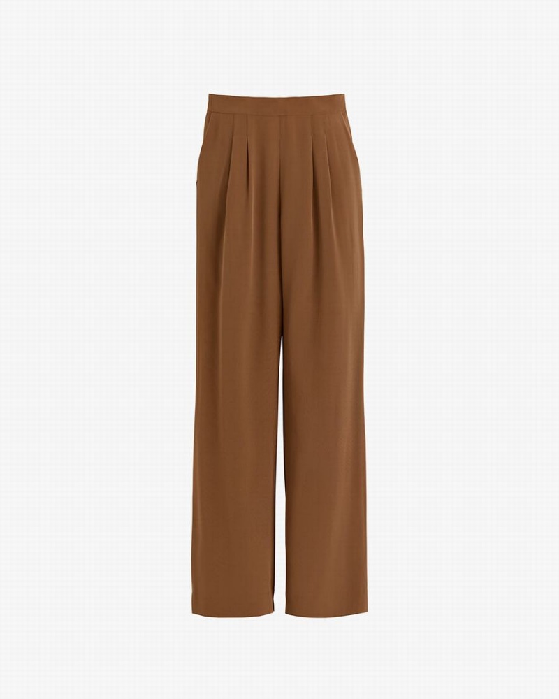 Pantaloni Donna Cuyana Silk Larghe-Leg Marroni Scuro | QGY6241VX