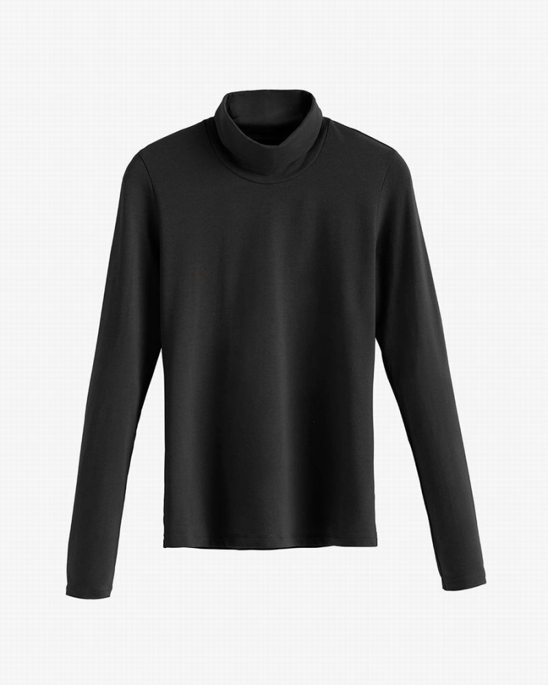Top A Collo Alto Donna Cuyana Back Slit Nere | RWO7228YH