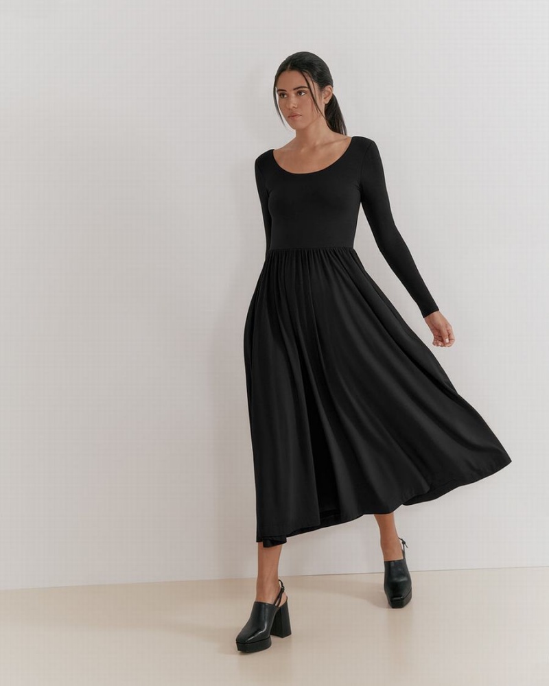 Vestito Donna Cuyana Long Sleeve Scoop Neck Nere | SQG8689ZA