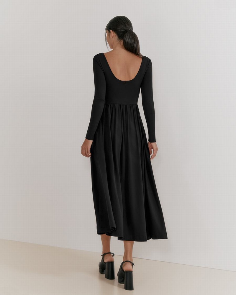 Vestito Donna Cuyana Long Sleeve Scoop Neck Nere | SQG8689ZA